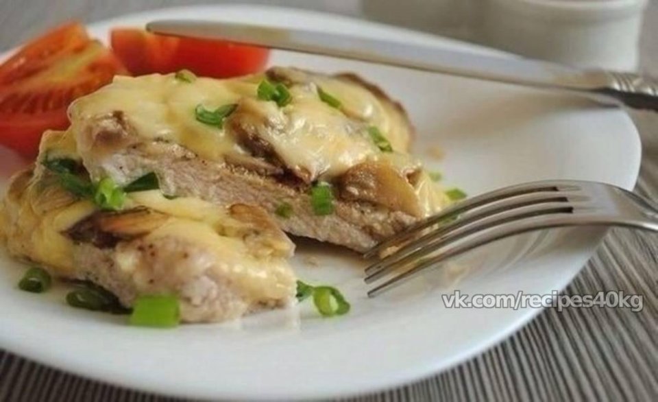 Куриные отбивные с грибами и сыром — рецепт с фото пошагово